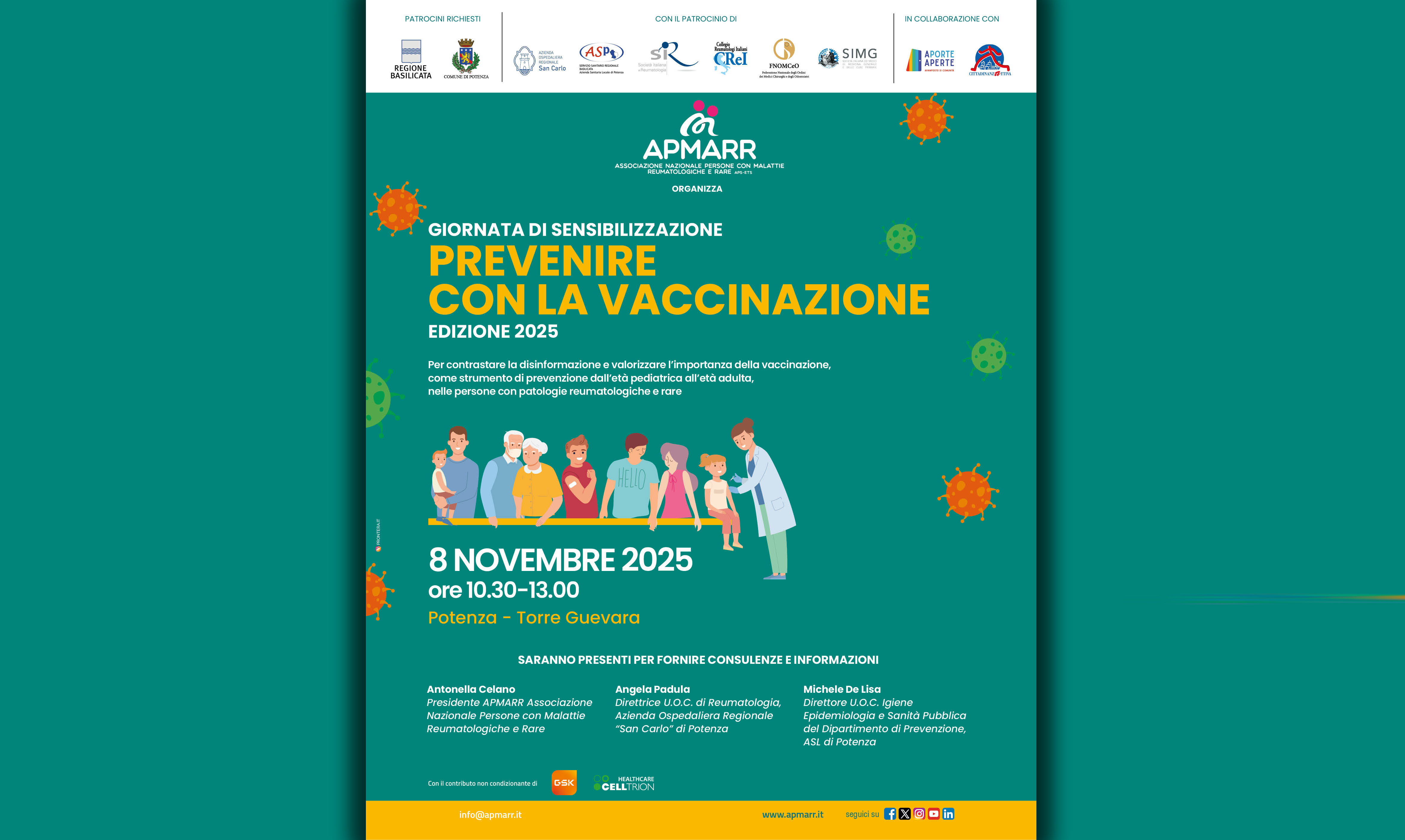 APMARR E AOR SAN CARLO: SABATO 8 NOVEMBRE ALLA TORRE GUEVARA PER UNA GIORNATA DI SENSIBILIZZAZIONE SULL'IMPORTANZA DELLE VACCINAZIONI NELLE PERSONE CON MALATTIE RARE